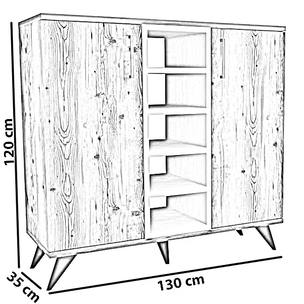 جزامة خشب ام دي اف اسباني، 130*35*120 سم