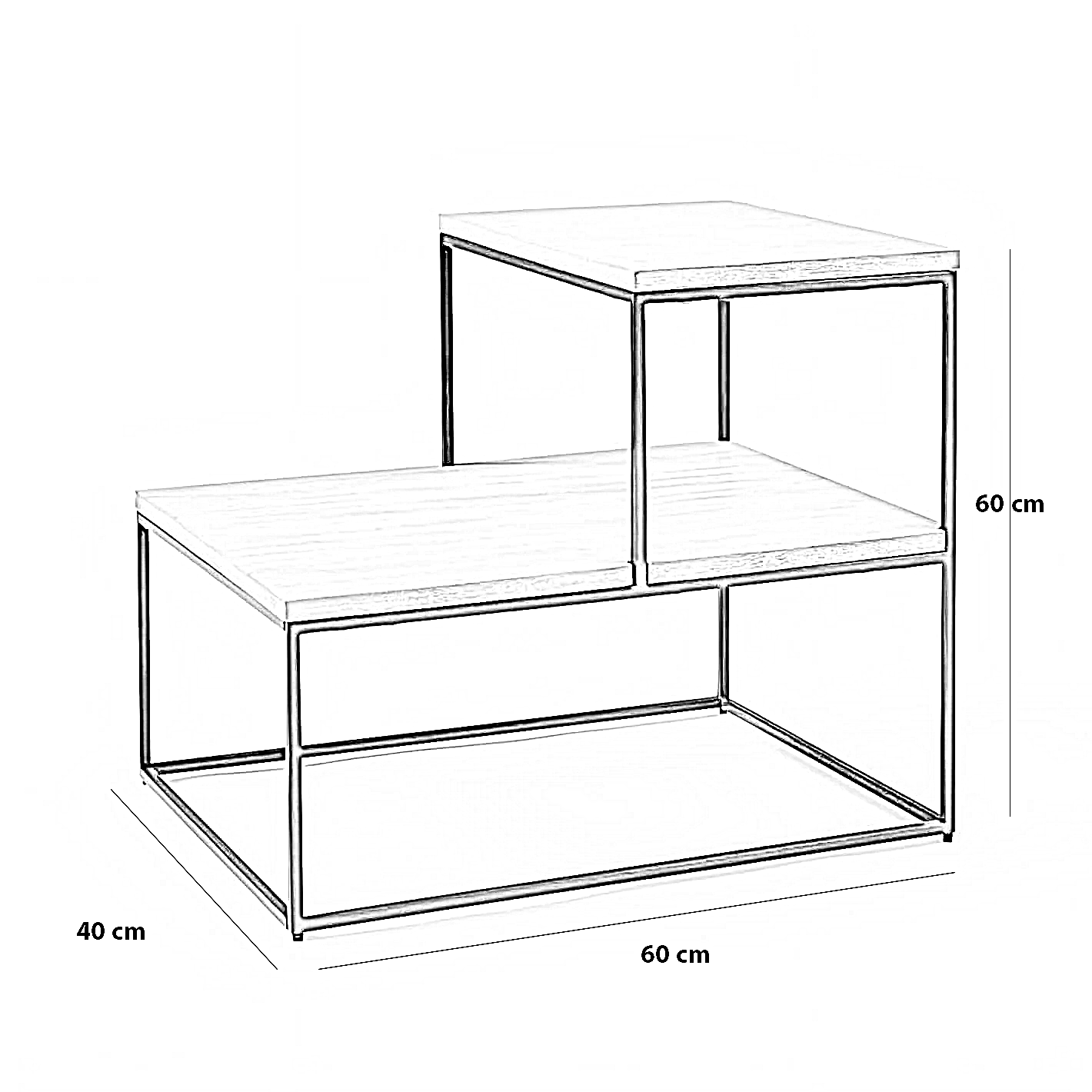 ترابيزة جانبية ام دي اف و ستيل، 60*40*60 سم