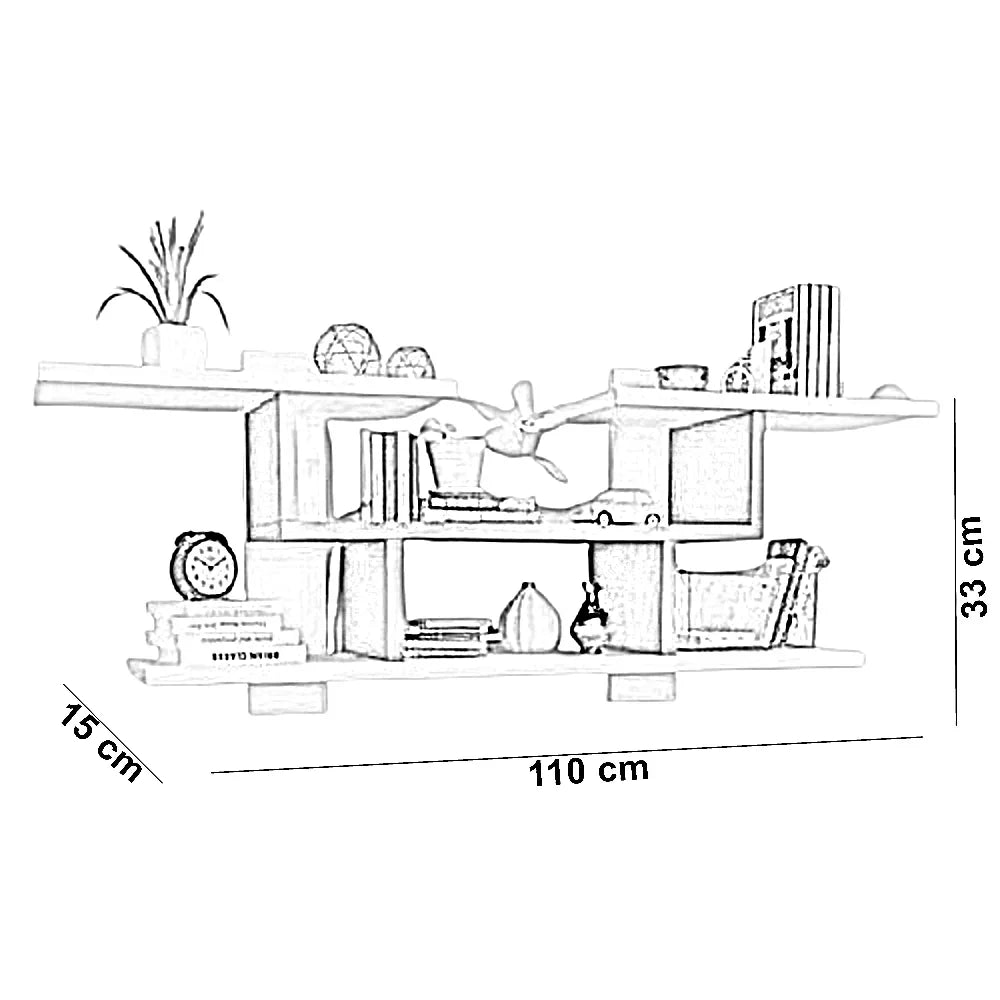 وحدة أرفف ام دي اف، 110*15*33 سم