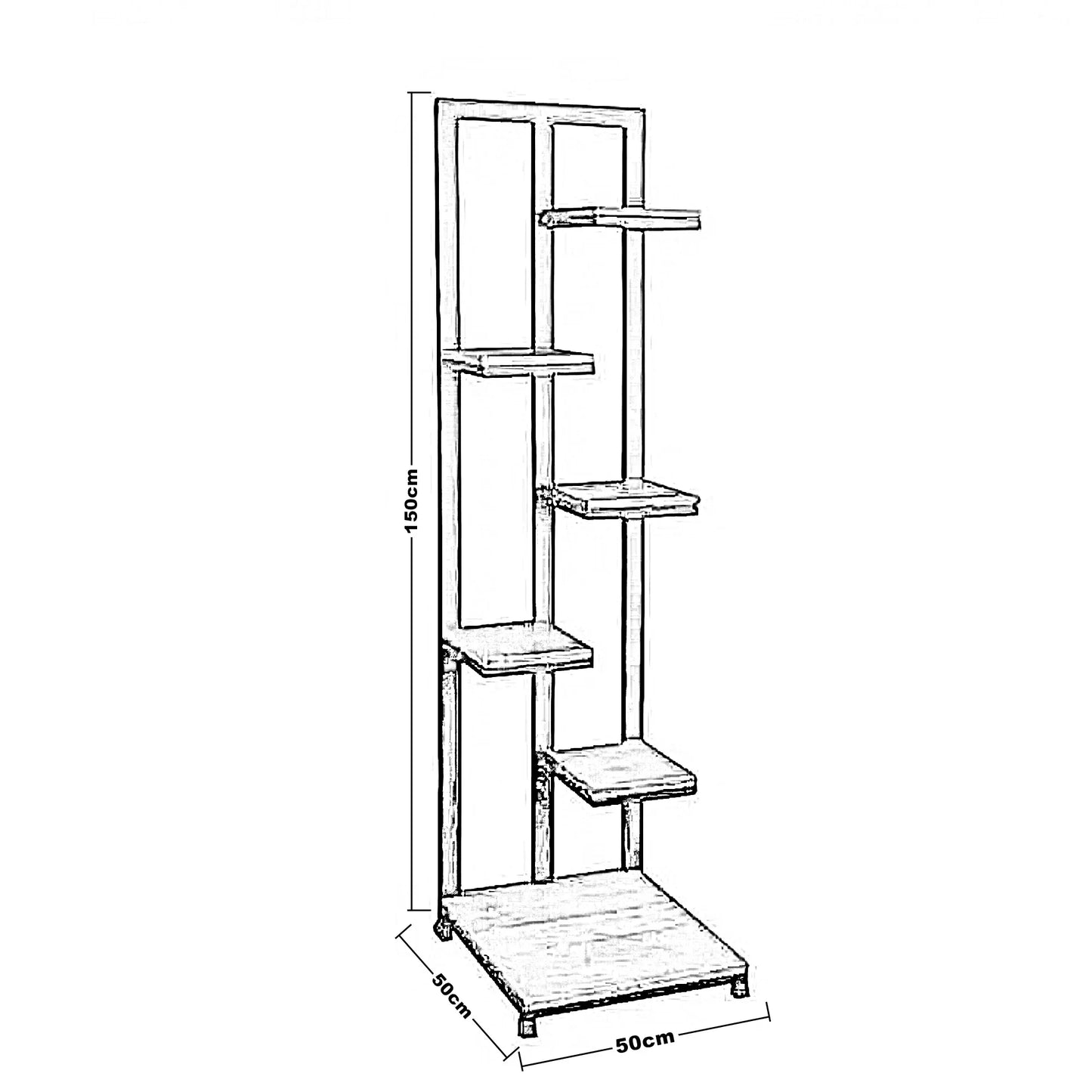وحدة تخزين بأرفف خشبية، 50*50*150 سم