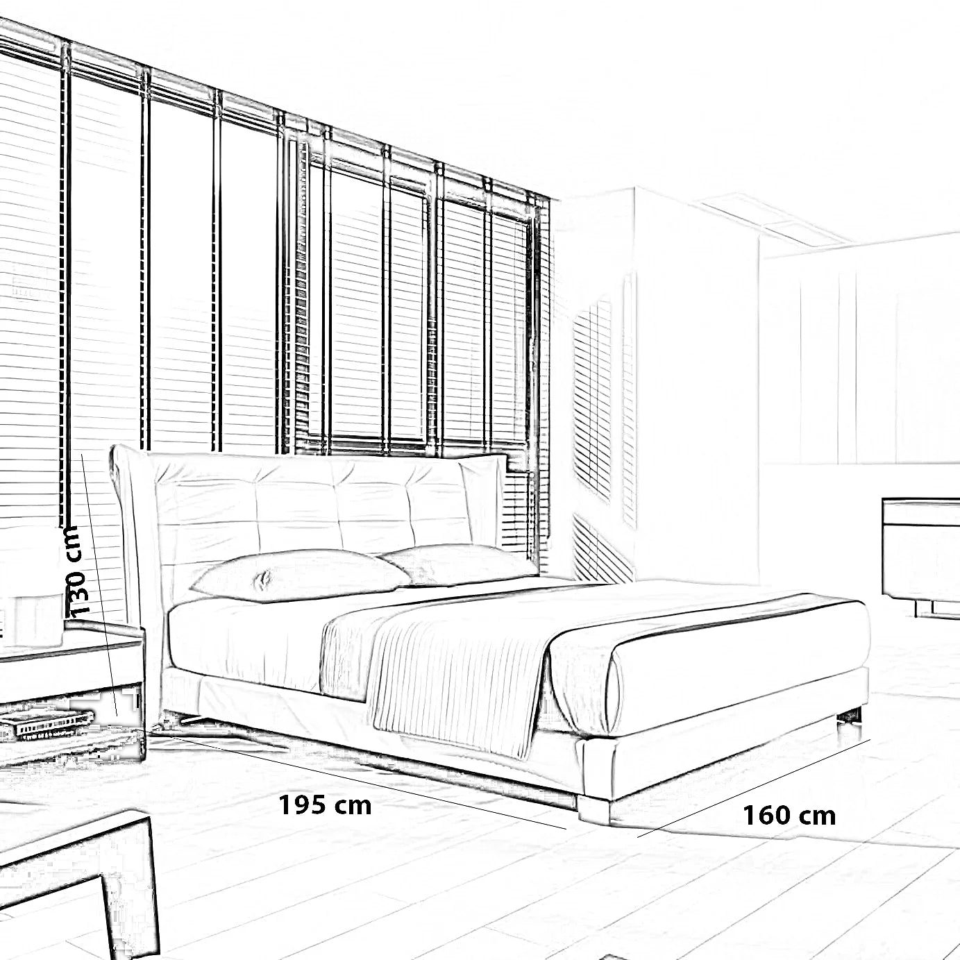 سرير كينج خشب كونتر و موسكي، 160*195*130 سم