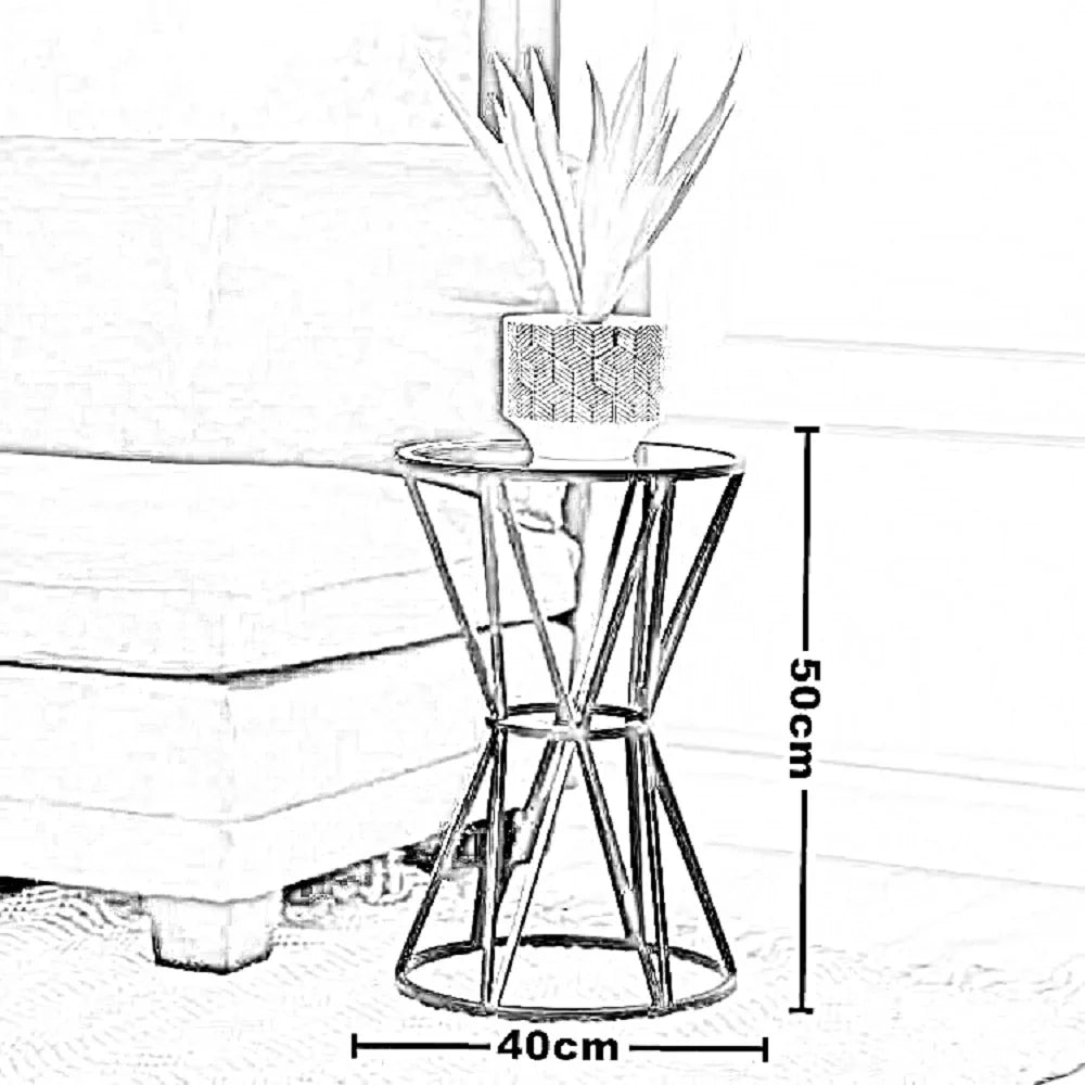 ترابيزة جانبية معدن بسطح زجاج، 40*40*50 سم