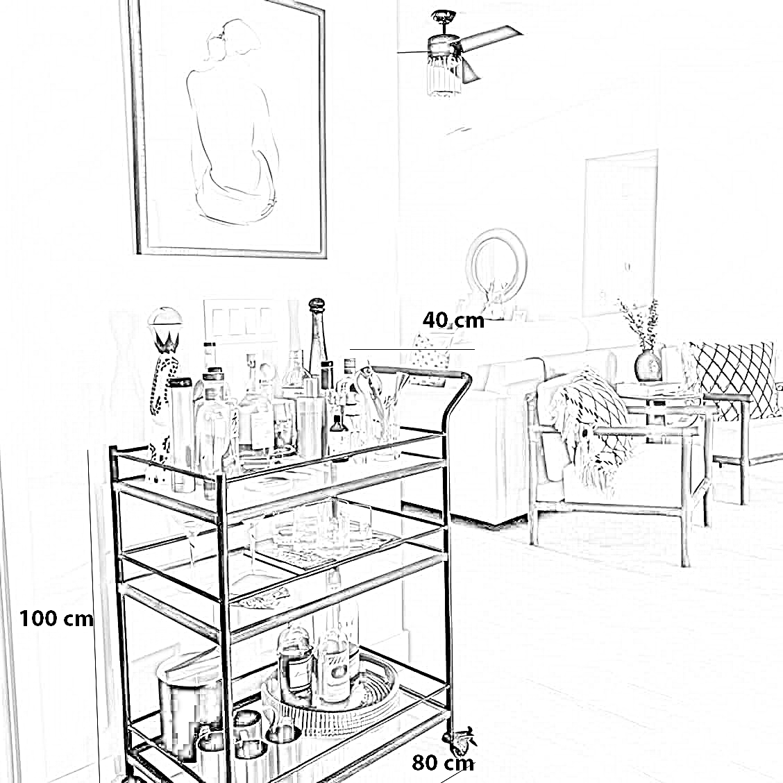 ترابيزة تقديم ستيل، 80*40*100 سم