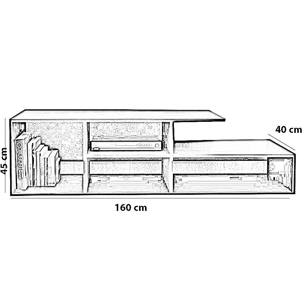 ترابيزة تليفزيون خشب ام دي اف، 160*40*45 سم