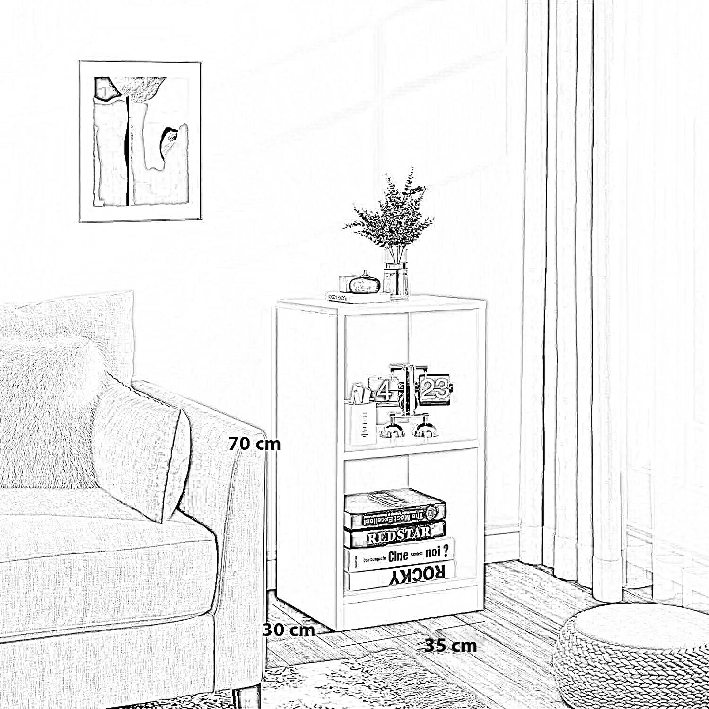 وحدة تخزين مكتبية ام دي اف، 35*30*70 سم