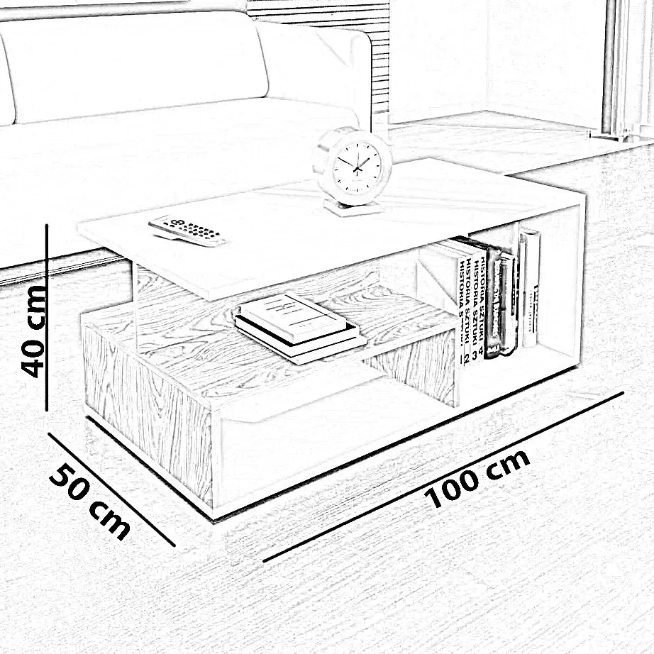 ترابيزة قهوة ام دي اف، 100*50*40 سم