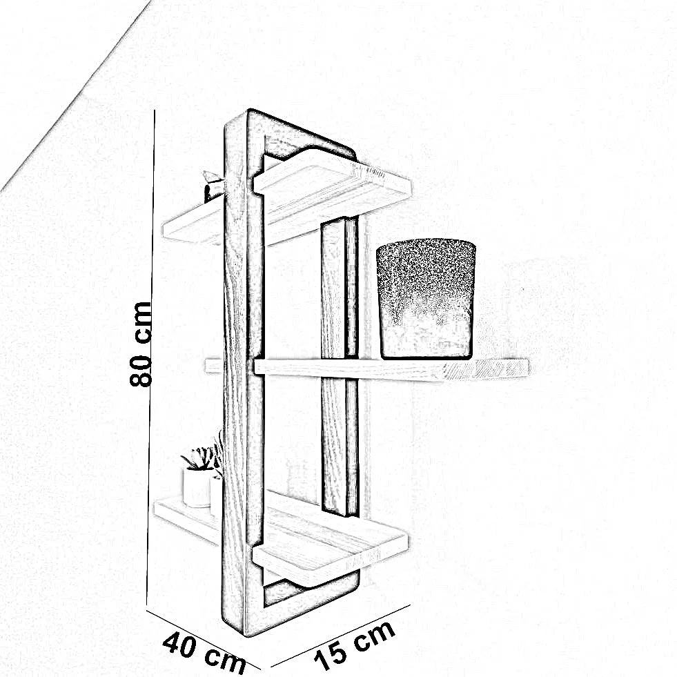 وحدة أرفف خشب موسكي، 40*15*80 سم