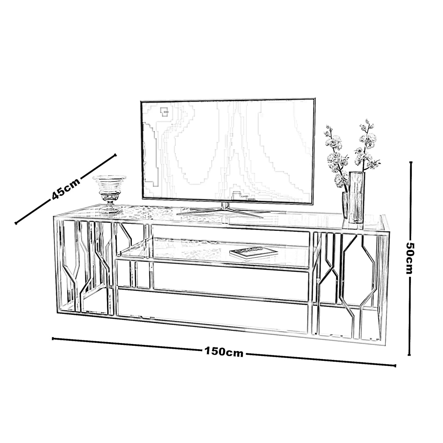 ترابيزة تليفزيون ستيل، 150*45*50 سم