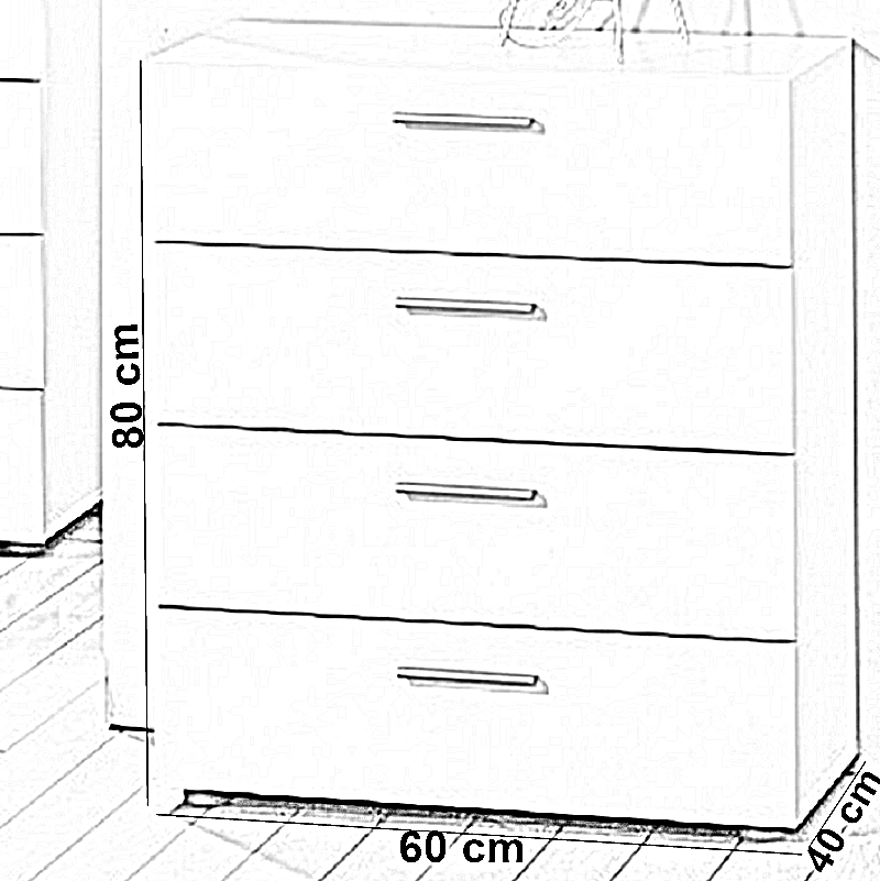 وحدة أدراج خشب ام دي اف، 60*40*80 سم