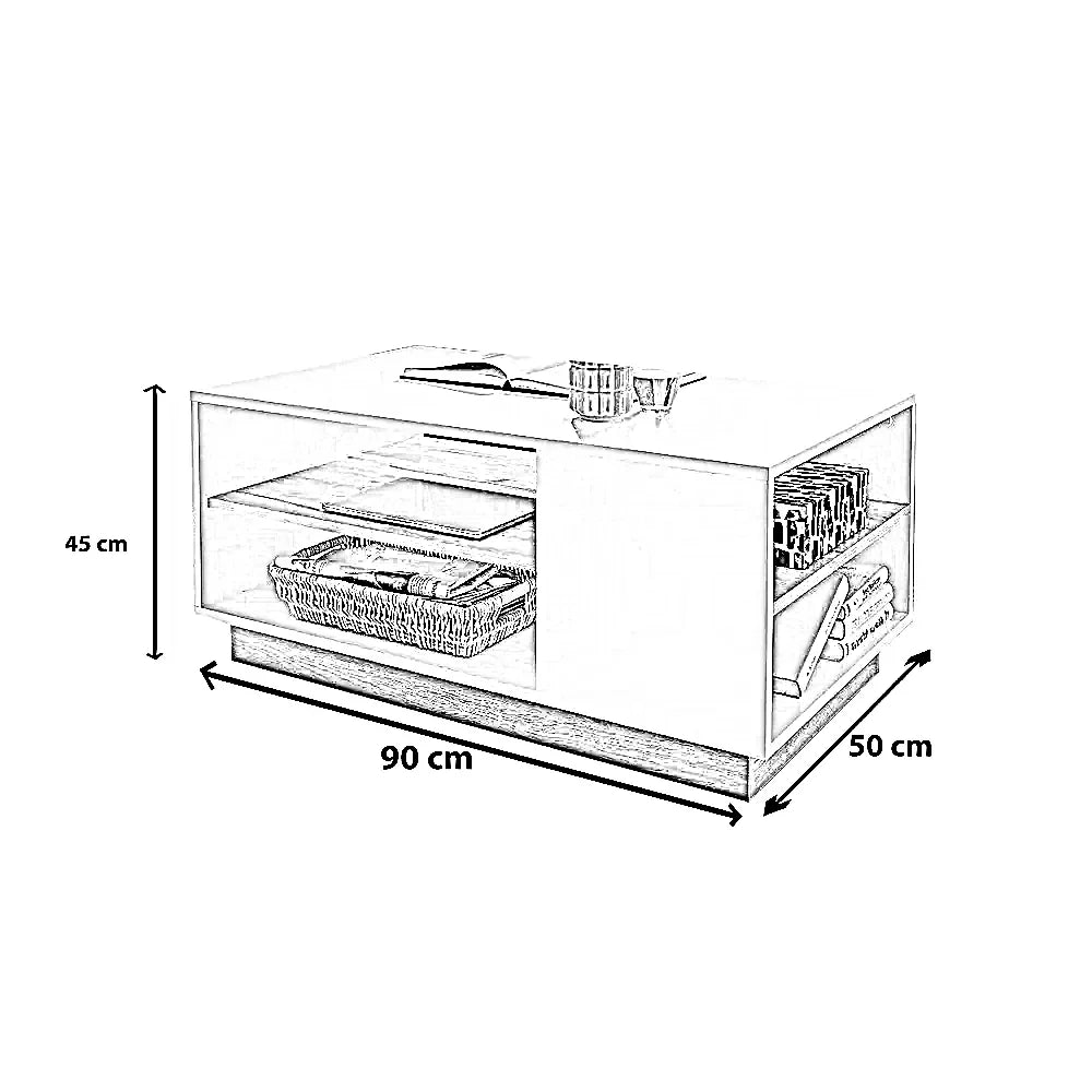 ترابيزة قهوة ام دي اف، 90*50*45 سم