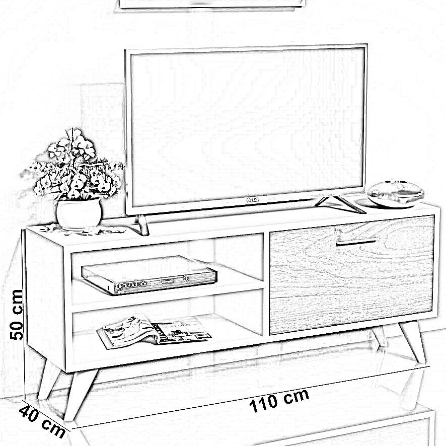 ترابيزة تليفزيون خشب ام دي اف، 110*40*50 سم