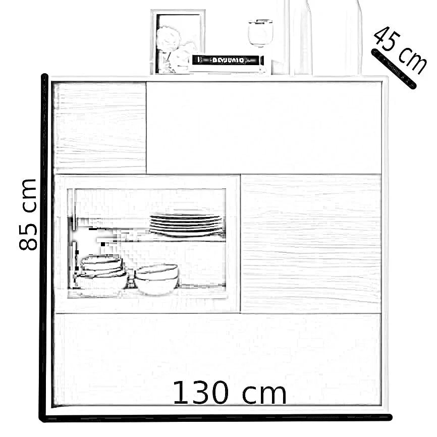 بوفيه ام دي اف، 130*45*85 سم