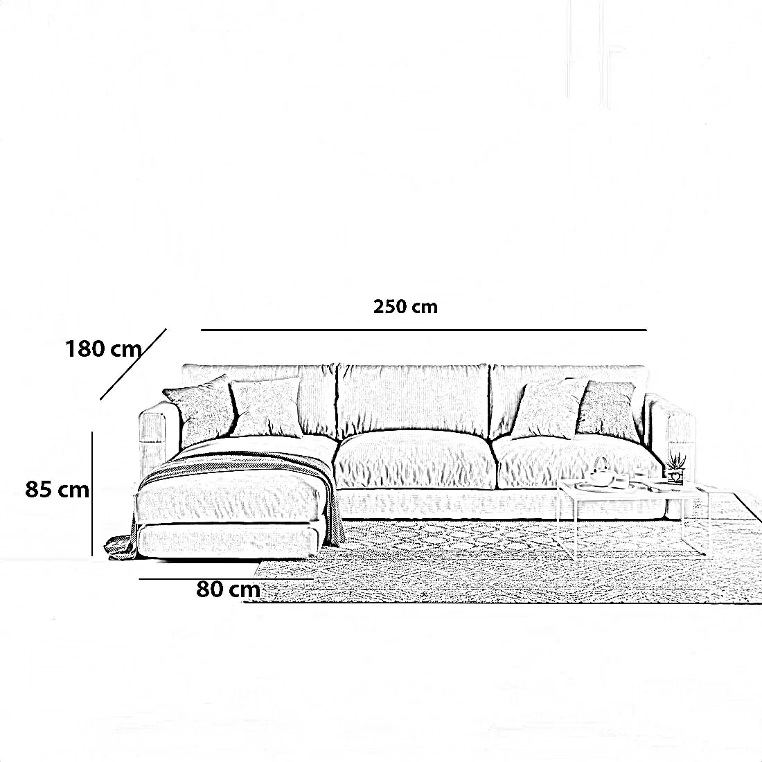 ركنة خشب زان، 250*180*85 سم