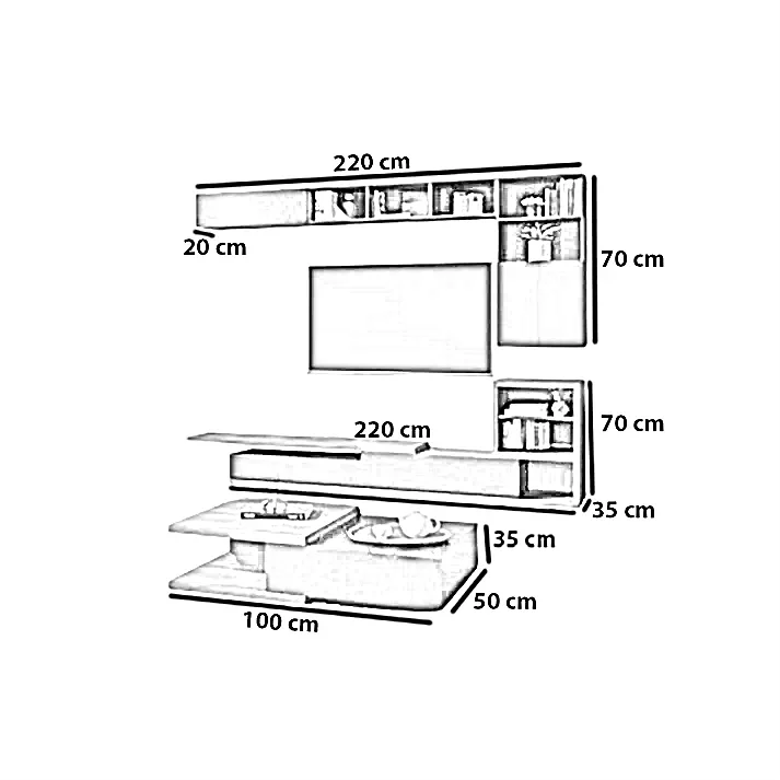 طقم ترابيزة تليفزيون مع ترابيزة قهوة، خشب ام دي اف - 3 قطع