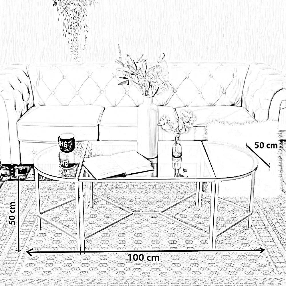 ترابيزة قهوة ستيل، 100*50*50 سم