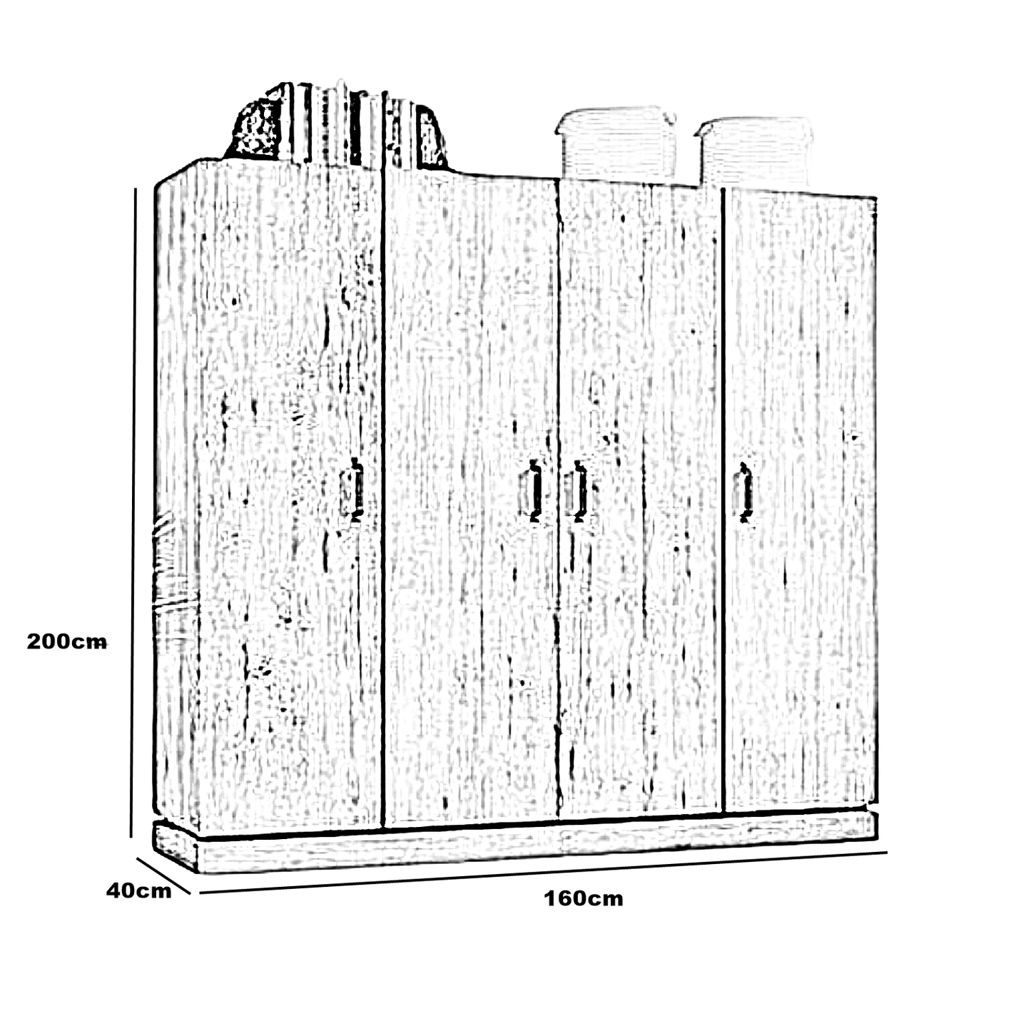 دولاب خشب ام دي اف، 160*40*200 سم
