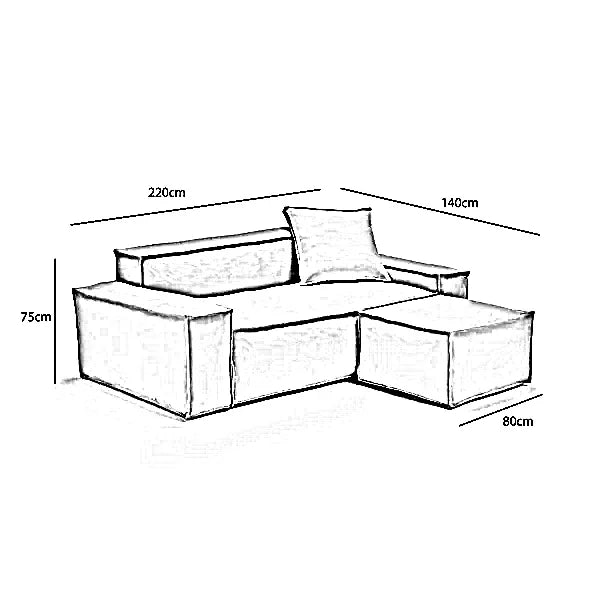 ركنة خشب زان، 220*140*75 سم