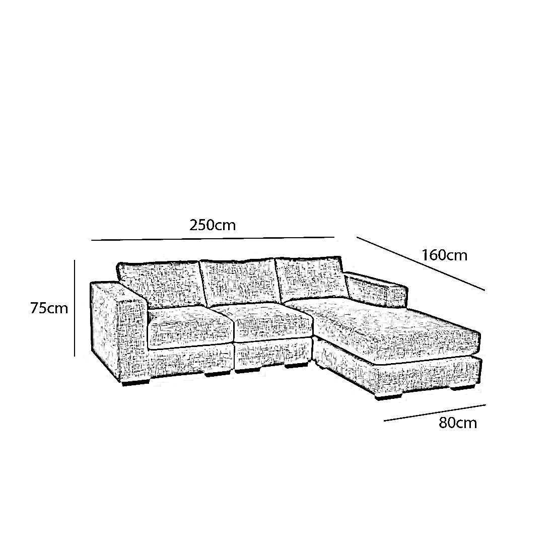 ركنة خشب زان، 250*160*75 سم