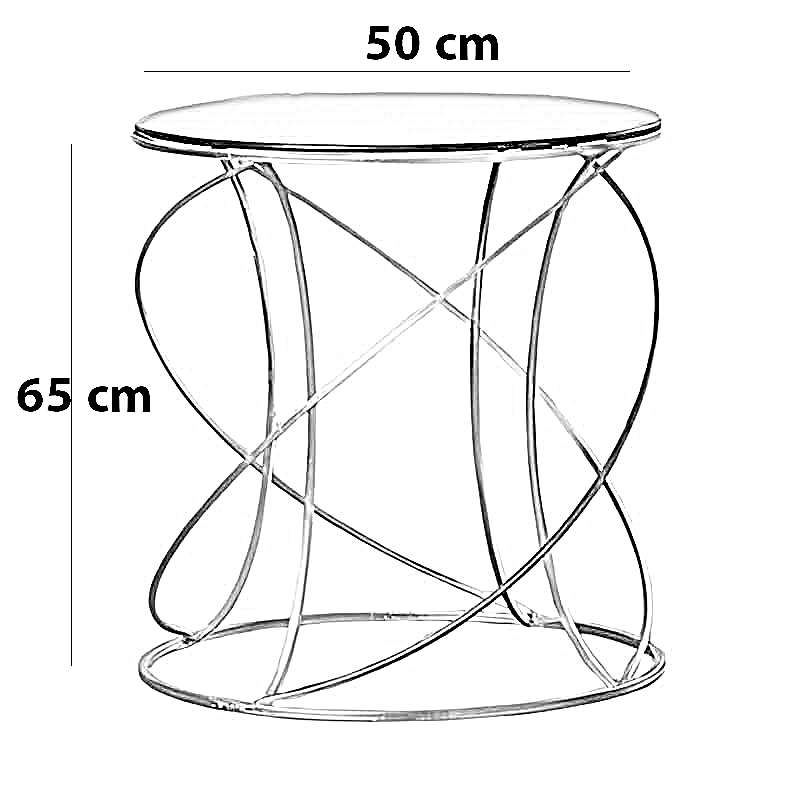 ترابيزة جانبية ستيل و زجاج، 50*65 سم