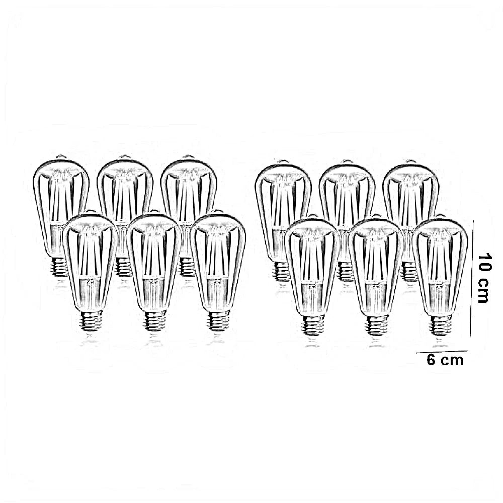 طقم لمبات ديكور زجاج، 6*10 سم - 12 قطع