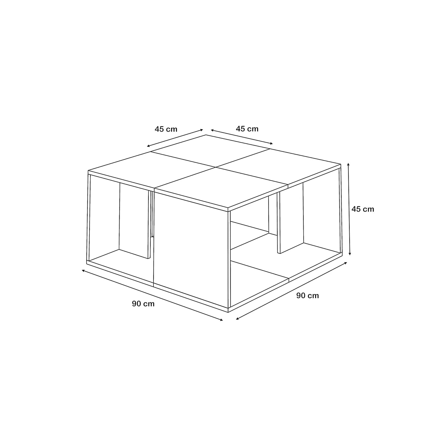 ترابيزة قهوة ام دي اف، 90*90*45 سم