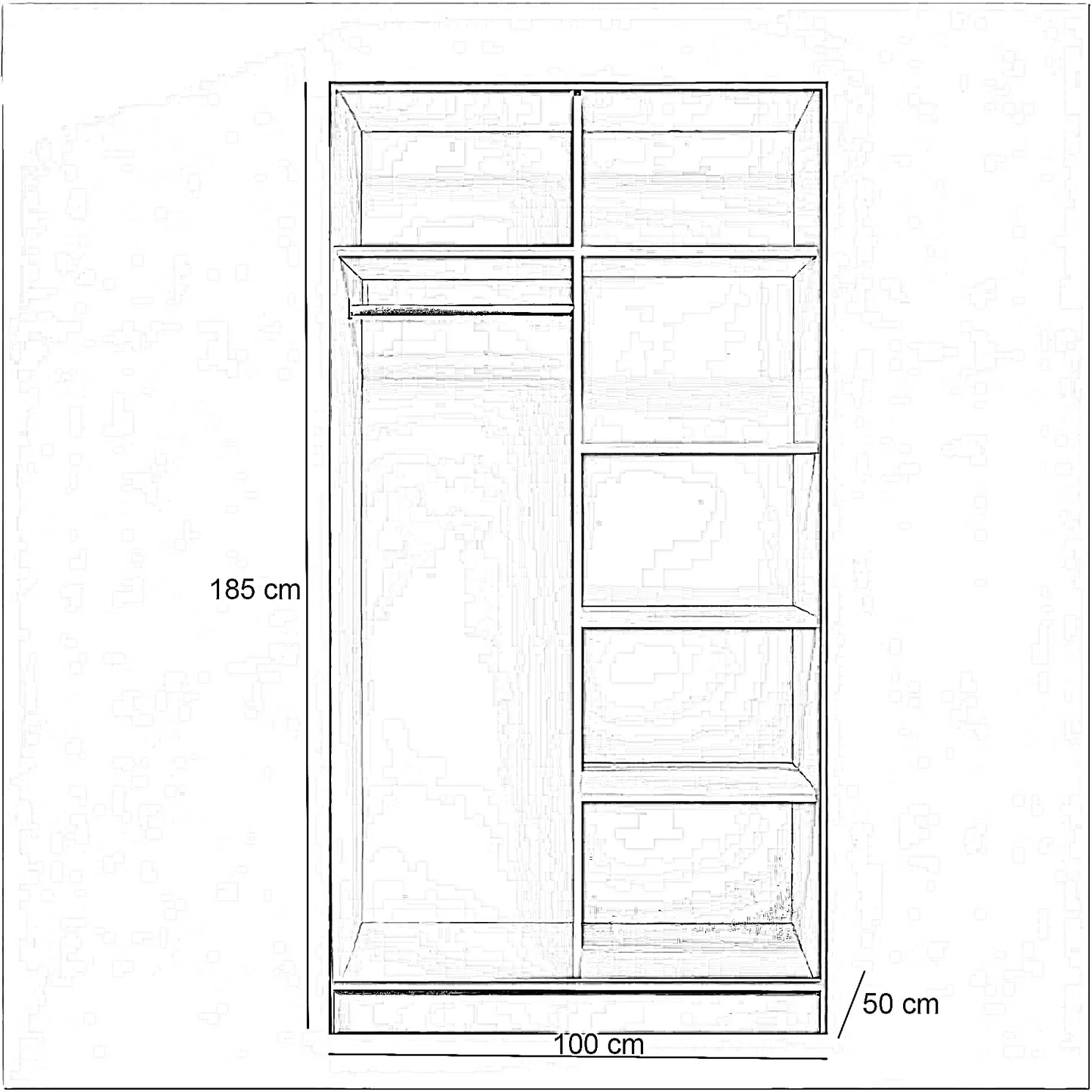 دولاب بمرايا خشب ام دي اف، 100*50*185 سم