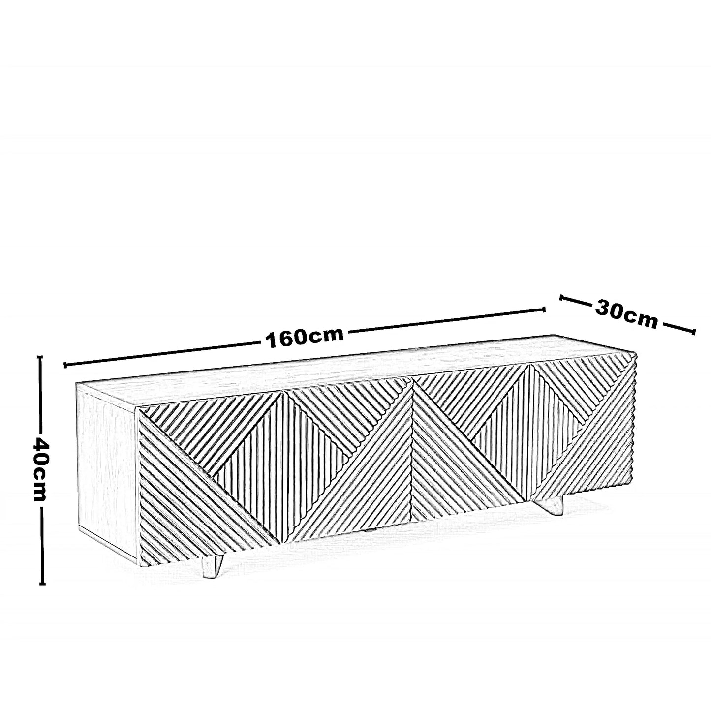 ترابيزة تليفزيون ام دي اف، 160*30*40 سم