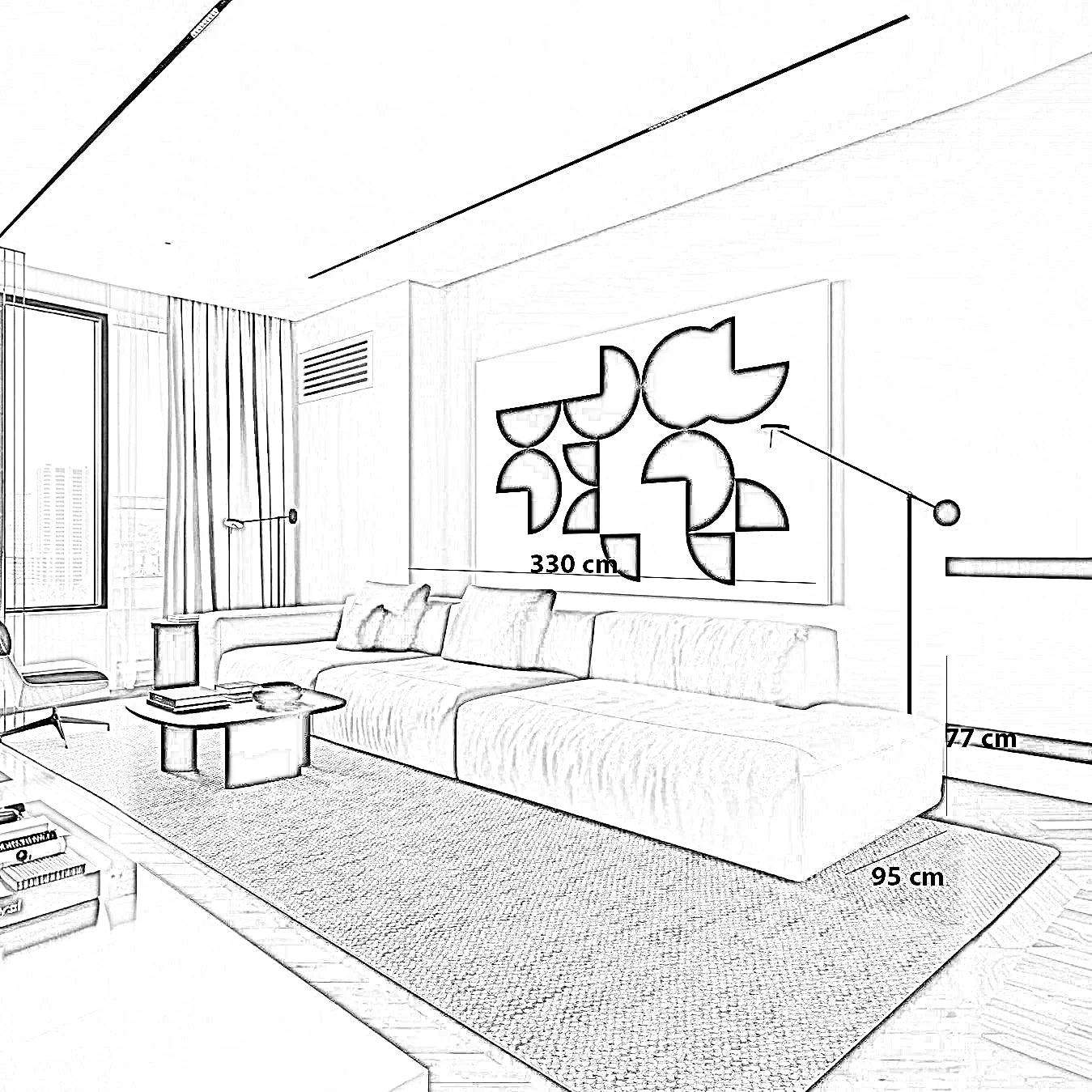 كنبة خشب زان، 330*95*77 سم