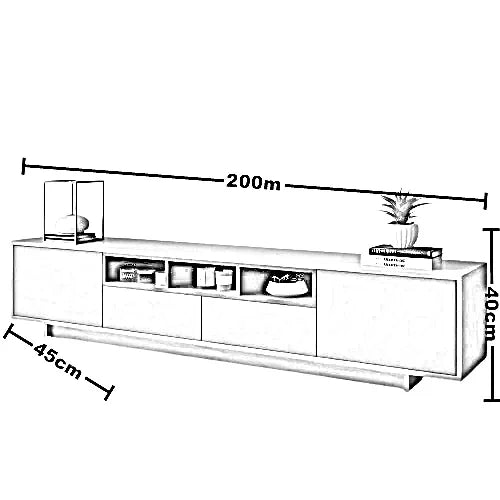 ترابيزة تليفزيون ام دي اف اسباني، 200*45*40 سم