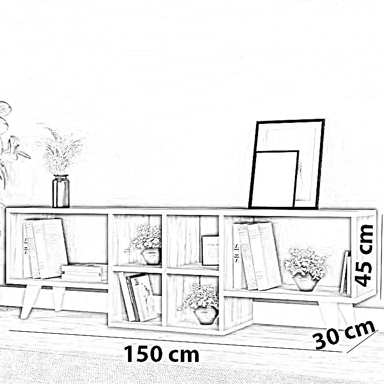 ترابيزة تليفزيون ام دي اف، 150*30*45 سم