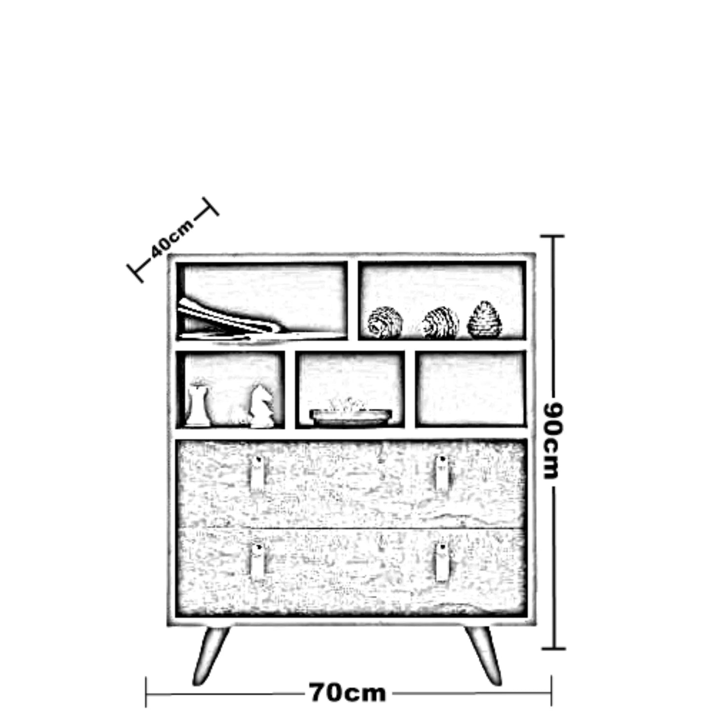 وحدة تخزين خشب ام دي اف ، 70*40*90 سم