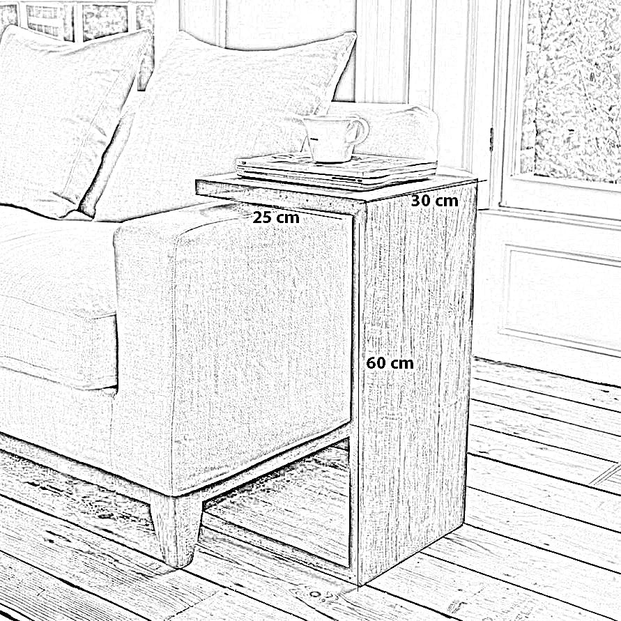 ترابيزة جانبية خشب كونتر، 30*25*60 سم