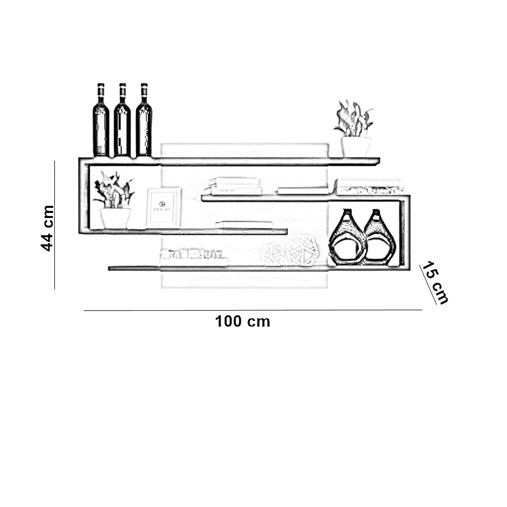 وحدة أرفف حائط ام دي اف، 100*15*44 سم