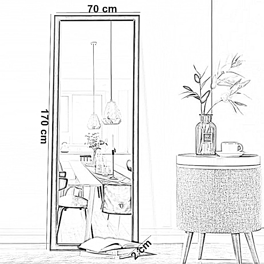 مرايا بإطار خشب ام دي اف، 70*2*170 سم