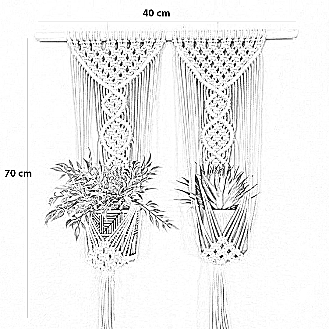مكرمية حامل أواني زرع قطن و موسكي، 40*70 سم