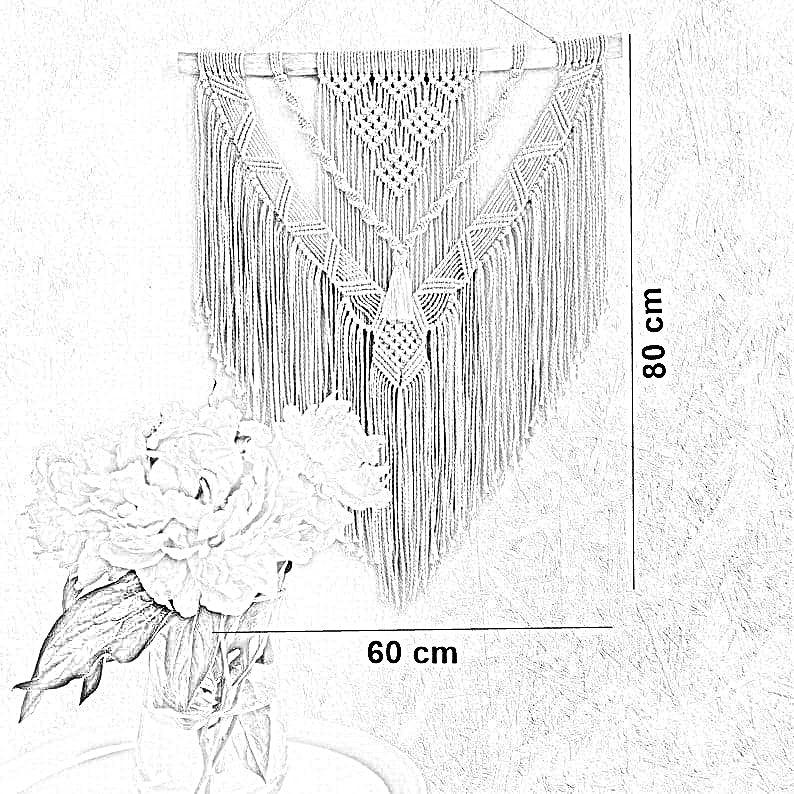 مكرمية حائط خشب، 60*80 سم