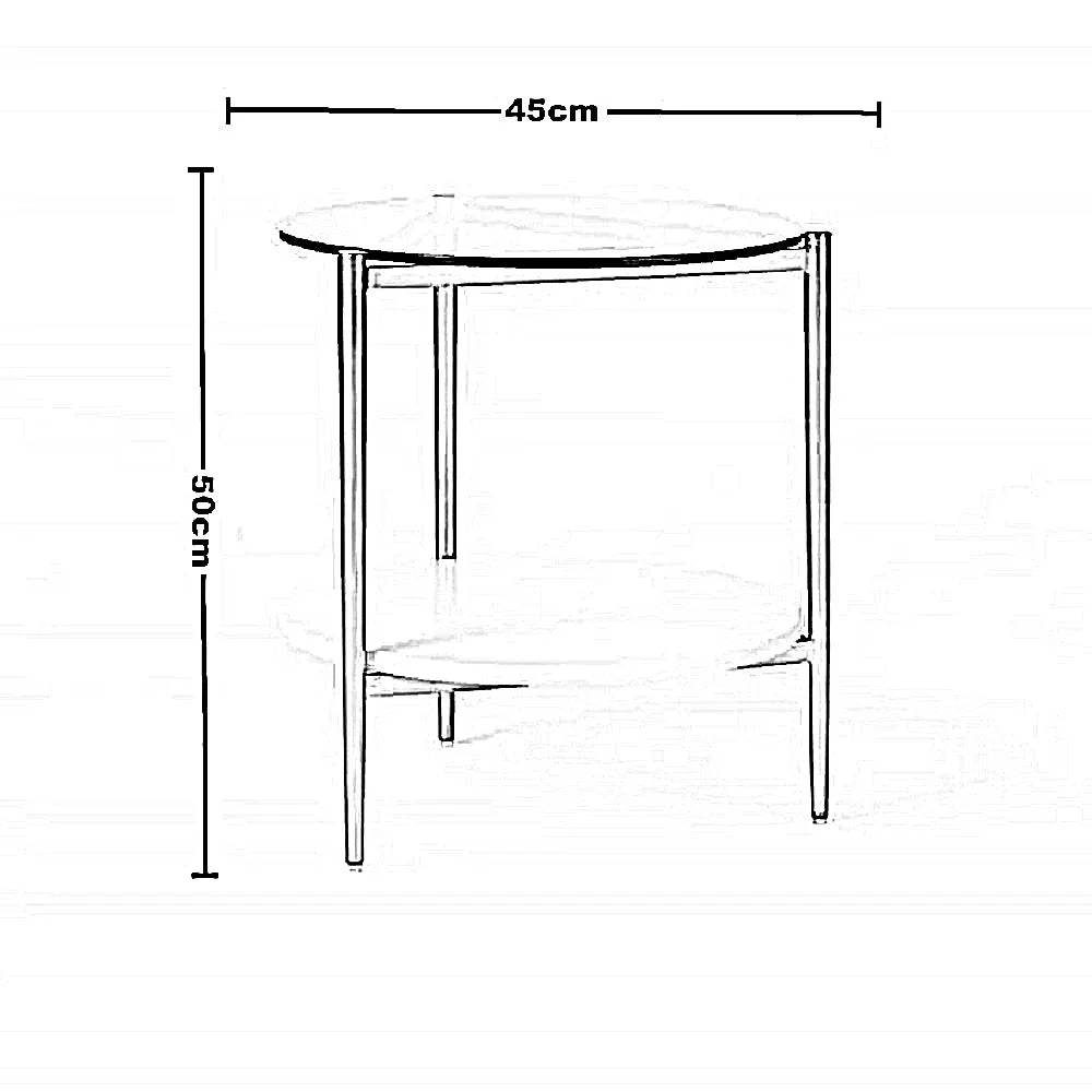 ترابيزة جانبية ستيل بسطح زجاج، 45*45*50 سم
