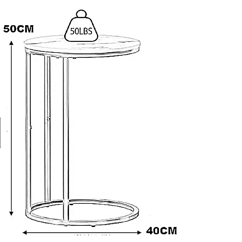 ترابيزة جانبية ستيل بسطح رخام، 40*40*50 سم