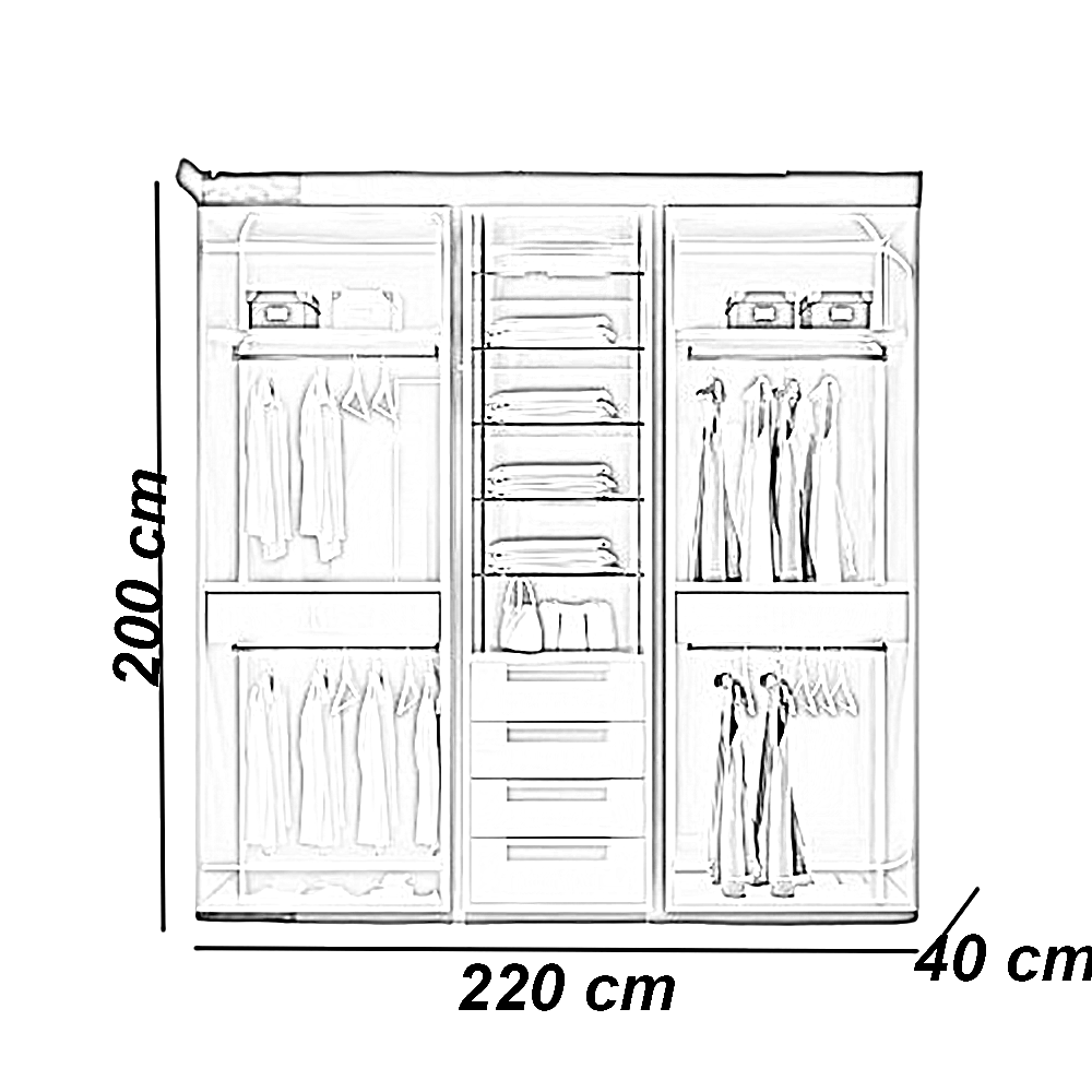 دريسنج خشب ام دي اف، 220*40*200 سم