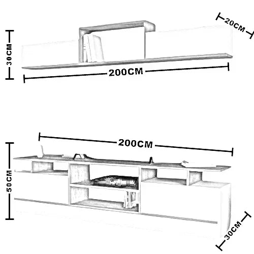 ترابيزة تليفزيون ام دي اف، قطعتين