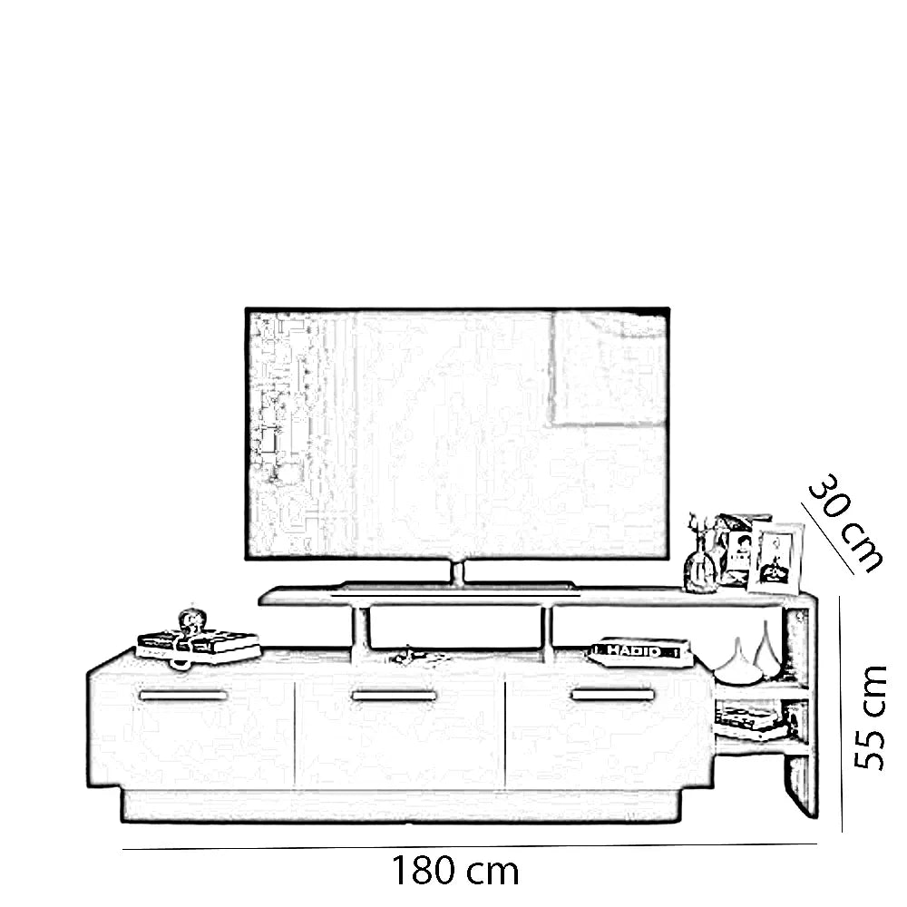 ترابيزة تليفزيون خشب ام دي اف، 180*30*55 سم