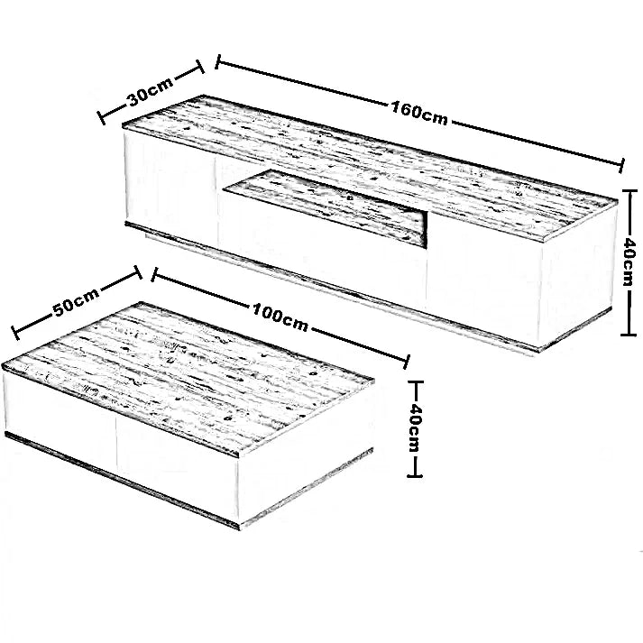 طقم ترابيزة تليفزيون مع ترابيزة قهوة، خشب ام دي اف - قطعتين