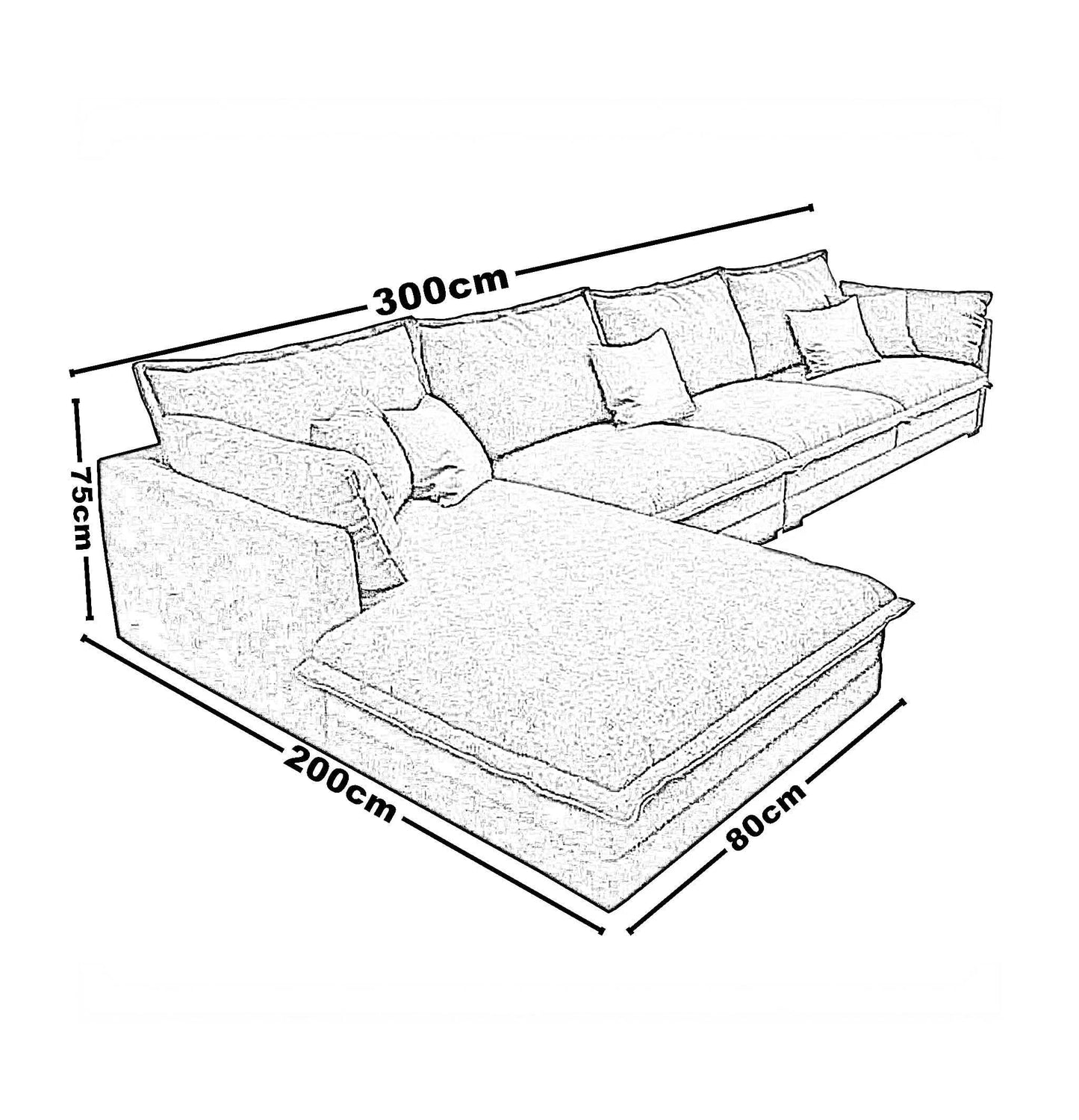 ركنة خشب زان، 300*200*75 سم - رمادي