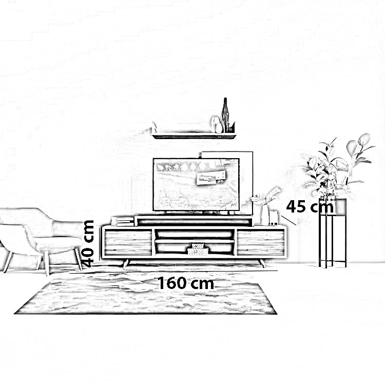 ترابيزة تليفزيون ام دي اف، 160*40*45 سم