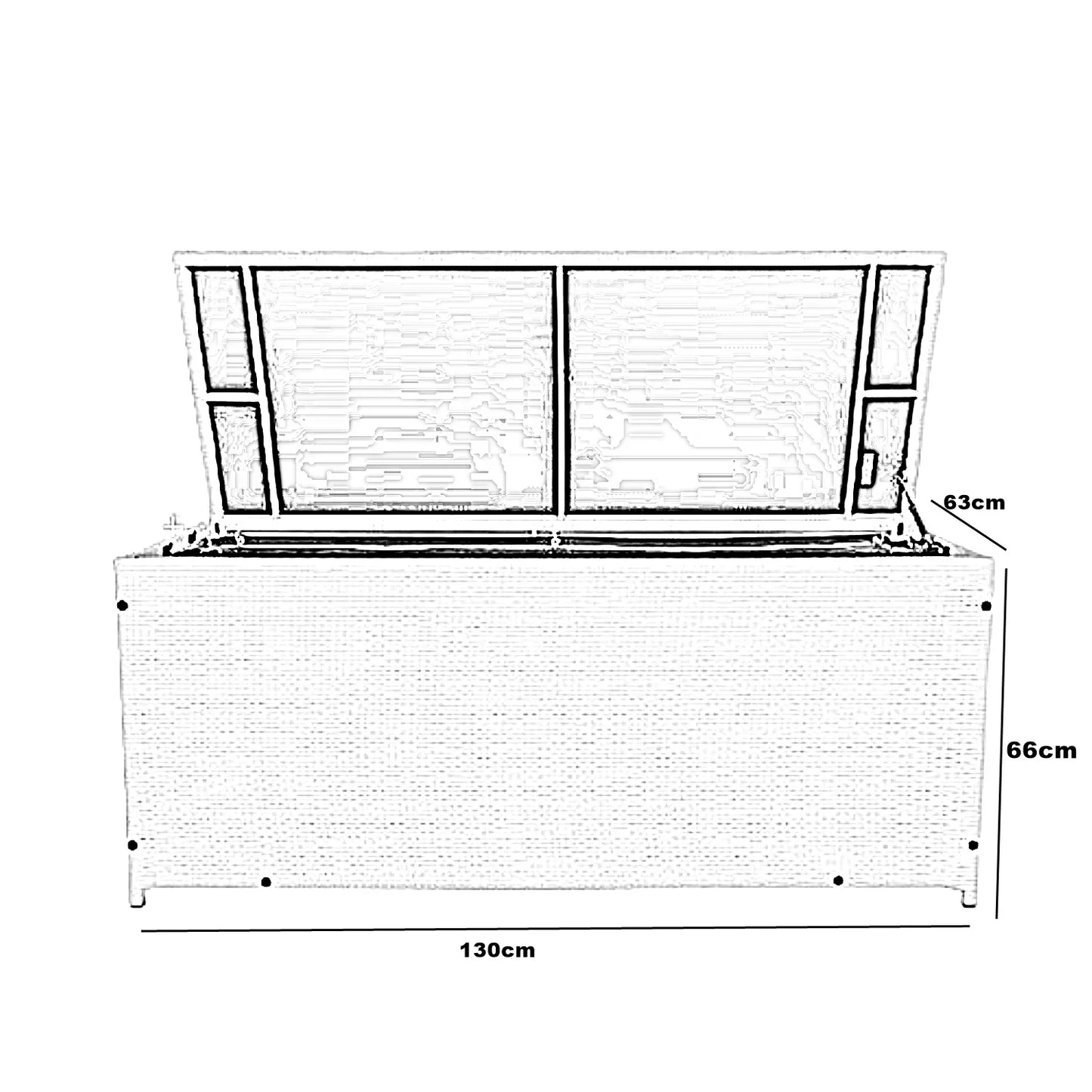 صندوق تخزين راتان، 130*63*66 سم