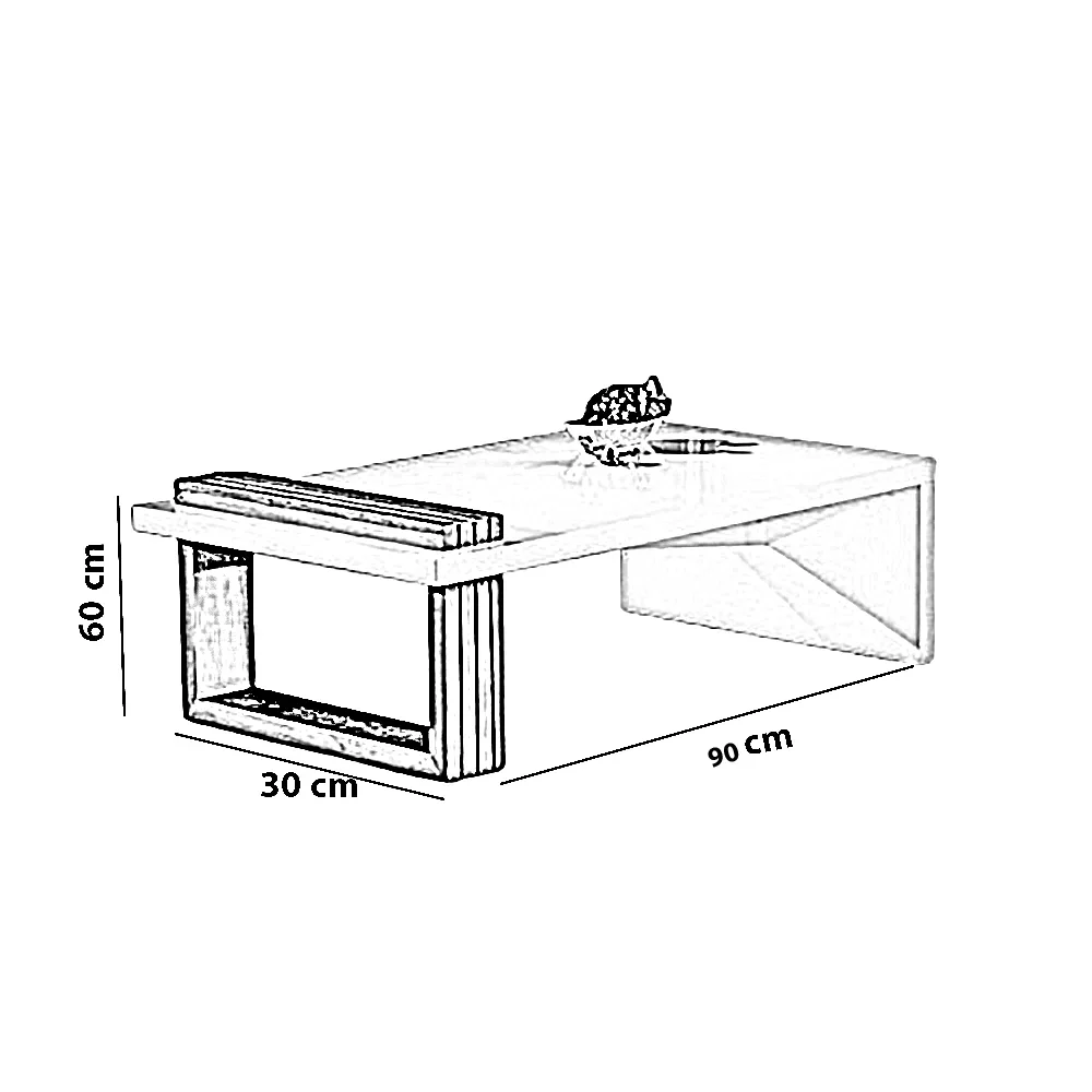 ترابيزة قهوة خشب ام دي اف و موسكي، 90*50*45 سم