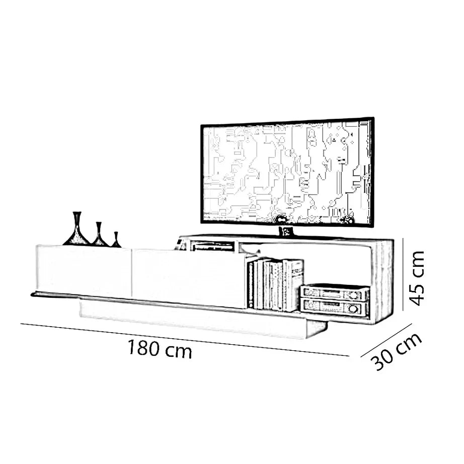 ترابيزة تليفزيون خشب ام دي اف، 180*30*45 سم