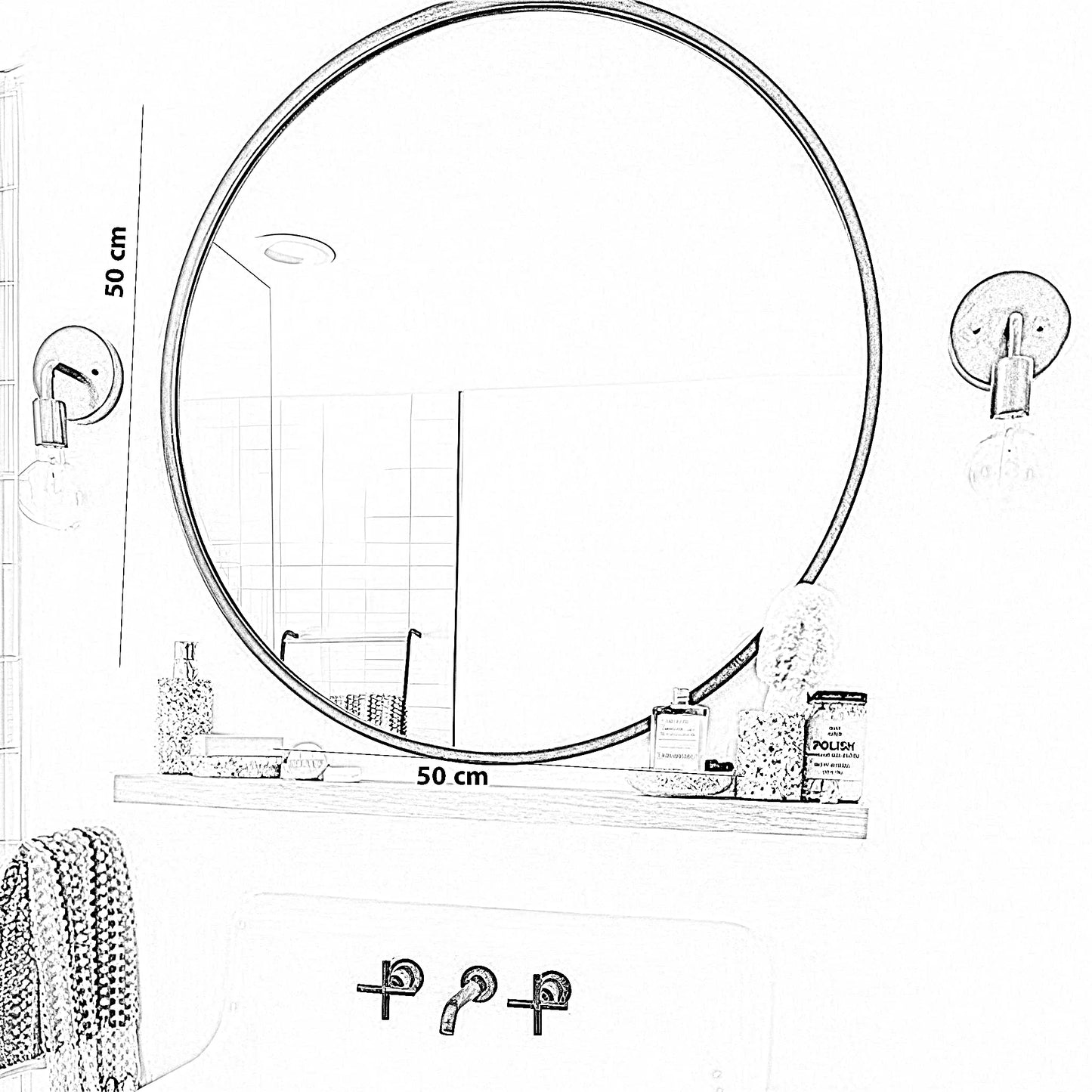 مرايا حائط بإطار خشب، 50*2*50 سم