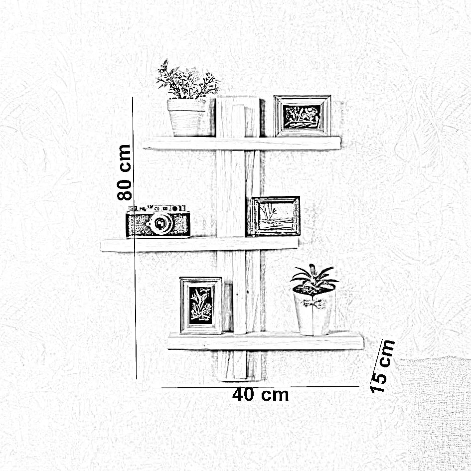 وحدة أرفف خشب موسكي، 40*15*80 سم