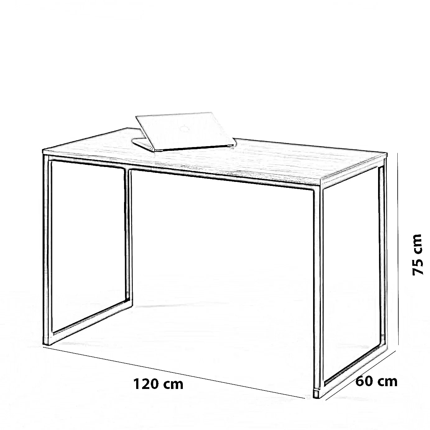 مكتب معدن و خشب طبيعي، 120*60*75 سم
